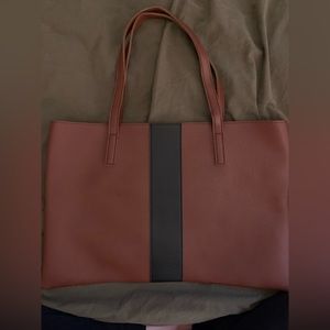 VINCE Camuto brown black pebbled Vegan Leather Luck tote OS